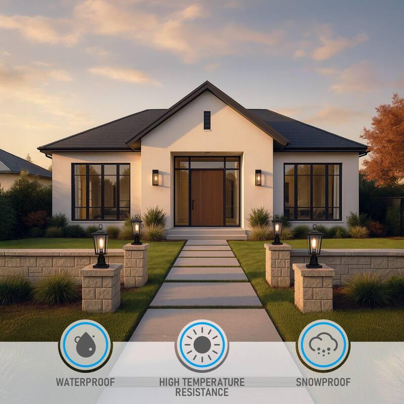 Dusk to Dawn Outdoor Post Lantern, Rectangular Clear Glass Post Light - 2PACK