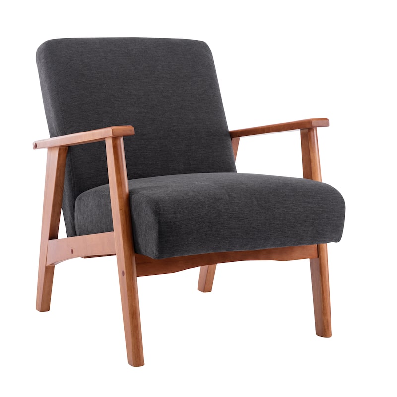 Porthos Home Sena Accent Chair With Wooden Legs & Suede Upholstery