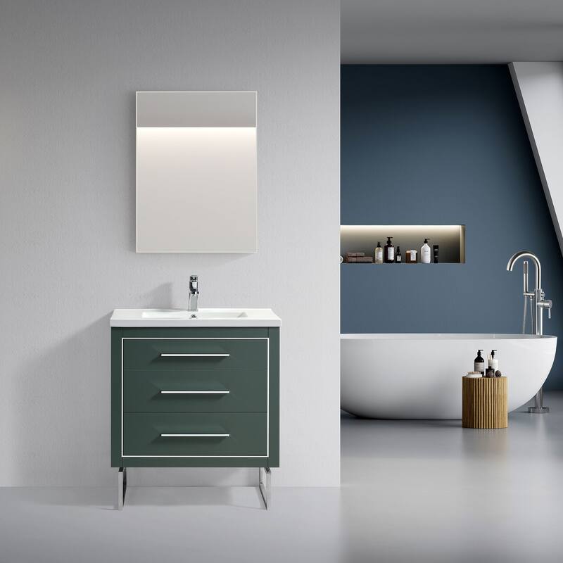 LaLa 30" Single Vanity Set - Olive with Chrome Trim