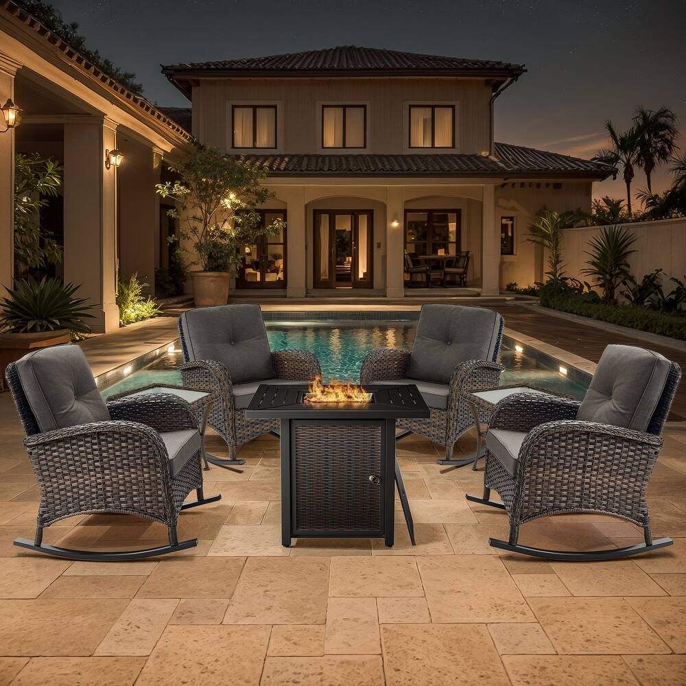 Gymojoy Outdoor Patio Chair & Fire Pit Set Luxurious Comfort Conversation Set