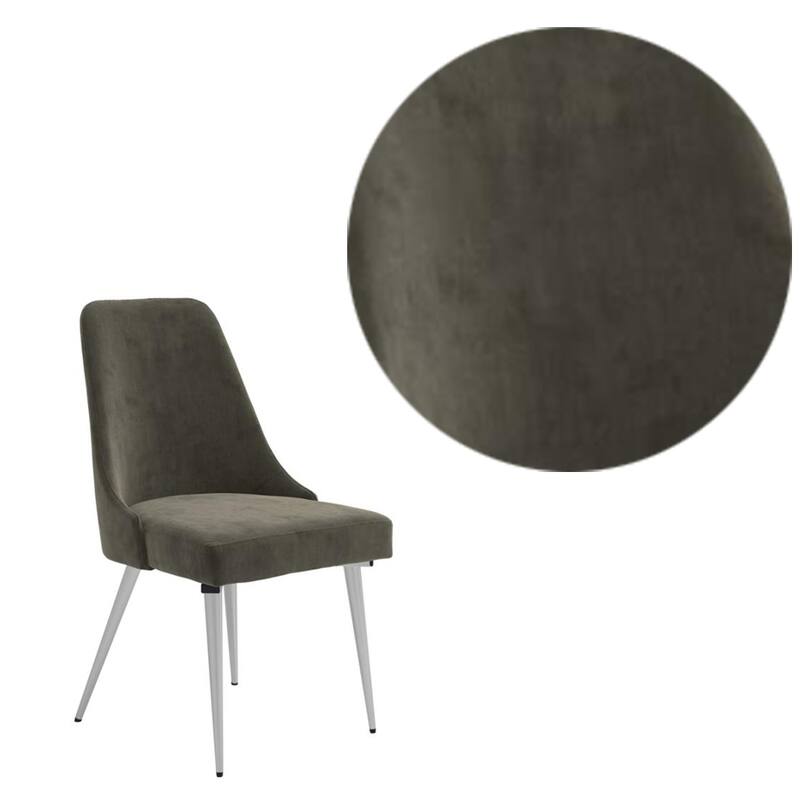 Padded Side Chair with Angular Legs, Set of 2, Chrome and Gray