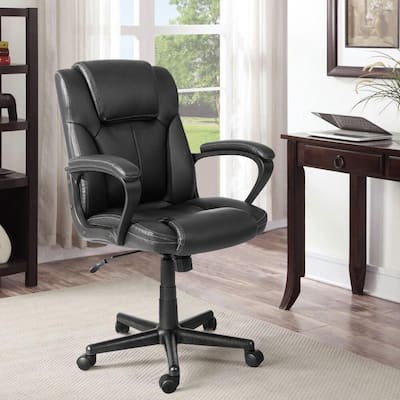 Homall Brown Executive Chair High-Level PU Leather Thick Padded Ergonomic Chair Mid Back Office and Commercial Chair