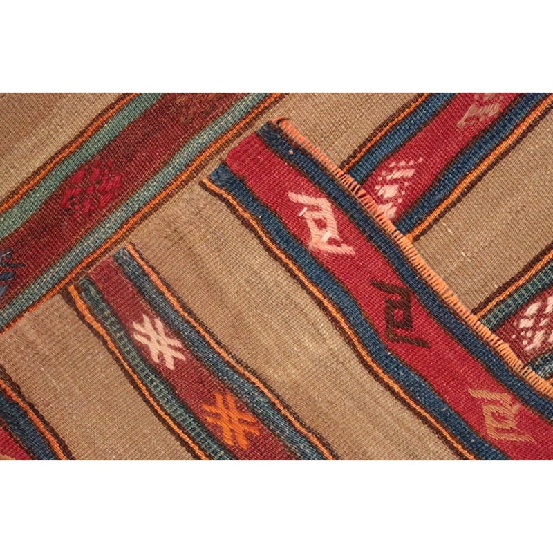 Hand Woven Oriental 100% Wool Carpet Southwestern Tribal Multi-Colored Kilim Area Rug - 7' 8'' X 4' 5''