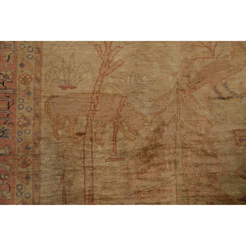 Hand Knotted Traditional Silk Yellow Animal Pictorial Area Rug - 5' 10'' X 4' 0''