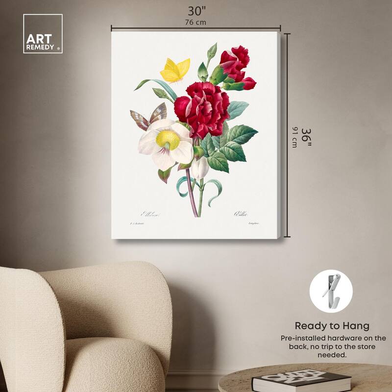 Winter Rose and Carnation Canvas by Art Remedy, Gallery Wrapped
