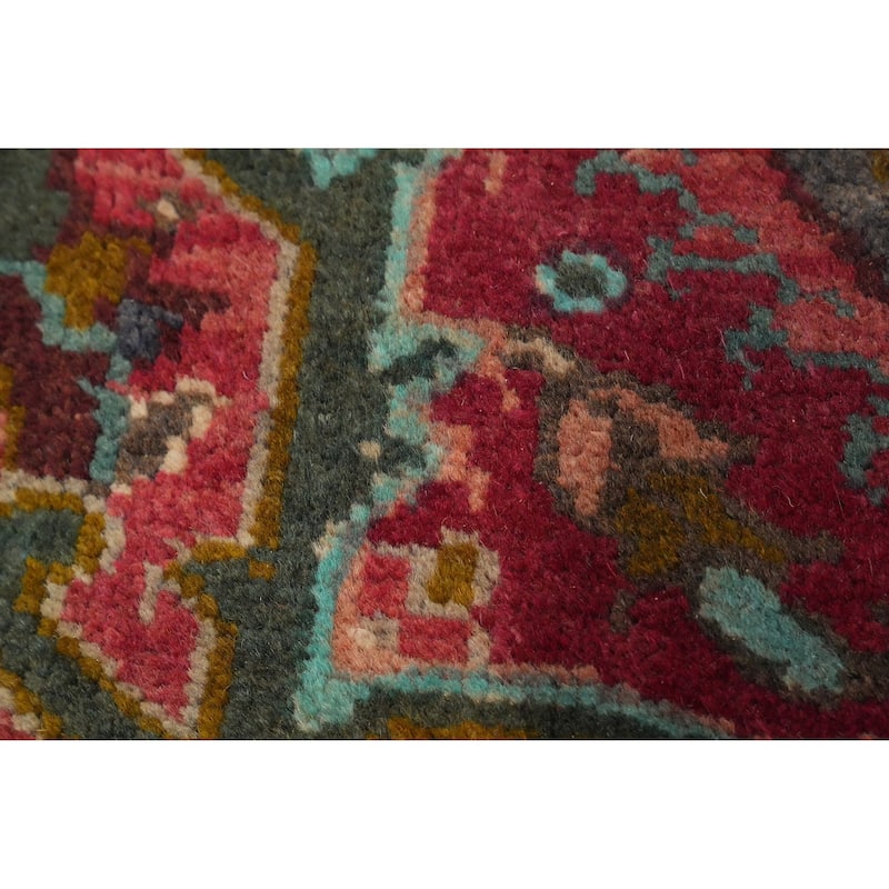 Hand Knotted Oriental 100% Wool Carpet Traditional Floral Red Heriz Area Rug - 8' 9'' X 6' 8''
