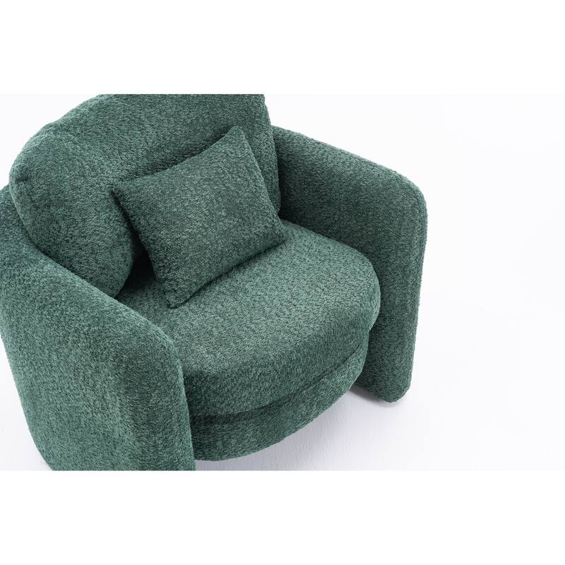 Chenille Round Corner Accent Chairs with Ergonomic Support and Tool-Free Assembly