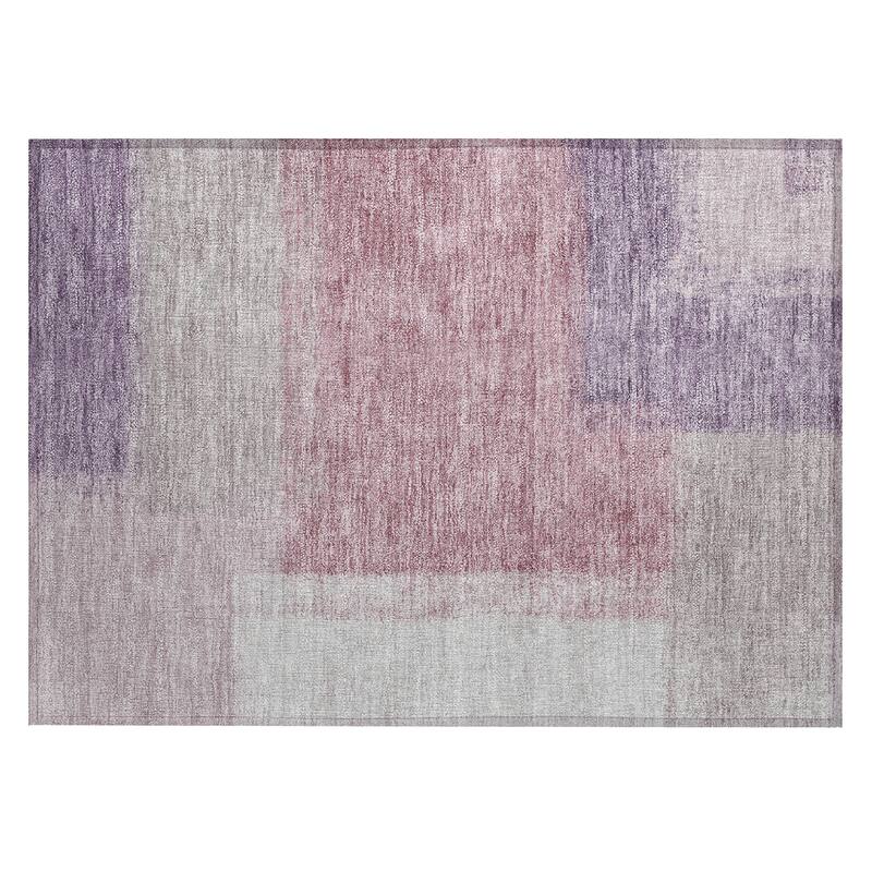 Machine Washable Indoor/ Outdoor Solid Contemporary Chantille Rug