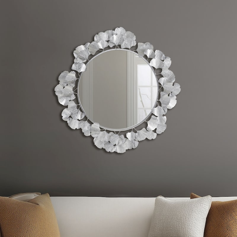 Martha Stewart Eden Gold Gingko Leaf Round Wall Mirror 30.5"