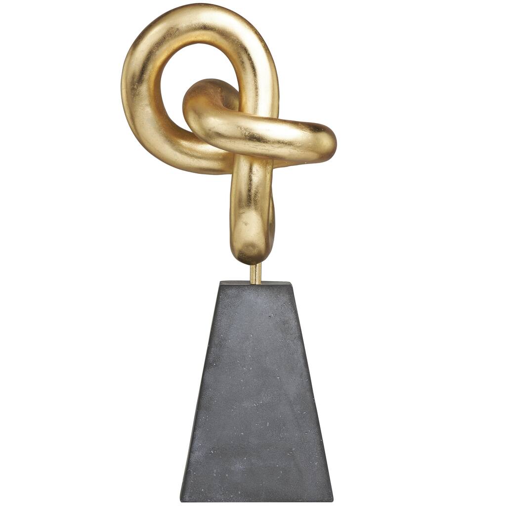 Polystone Abstract Sculpture with Gray Pyramid Base - Gold - Roche River Decor