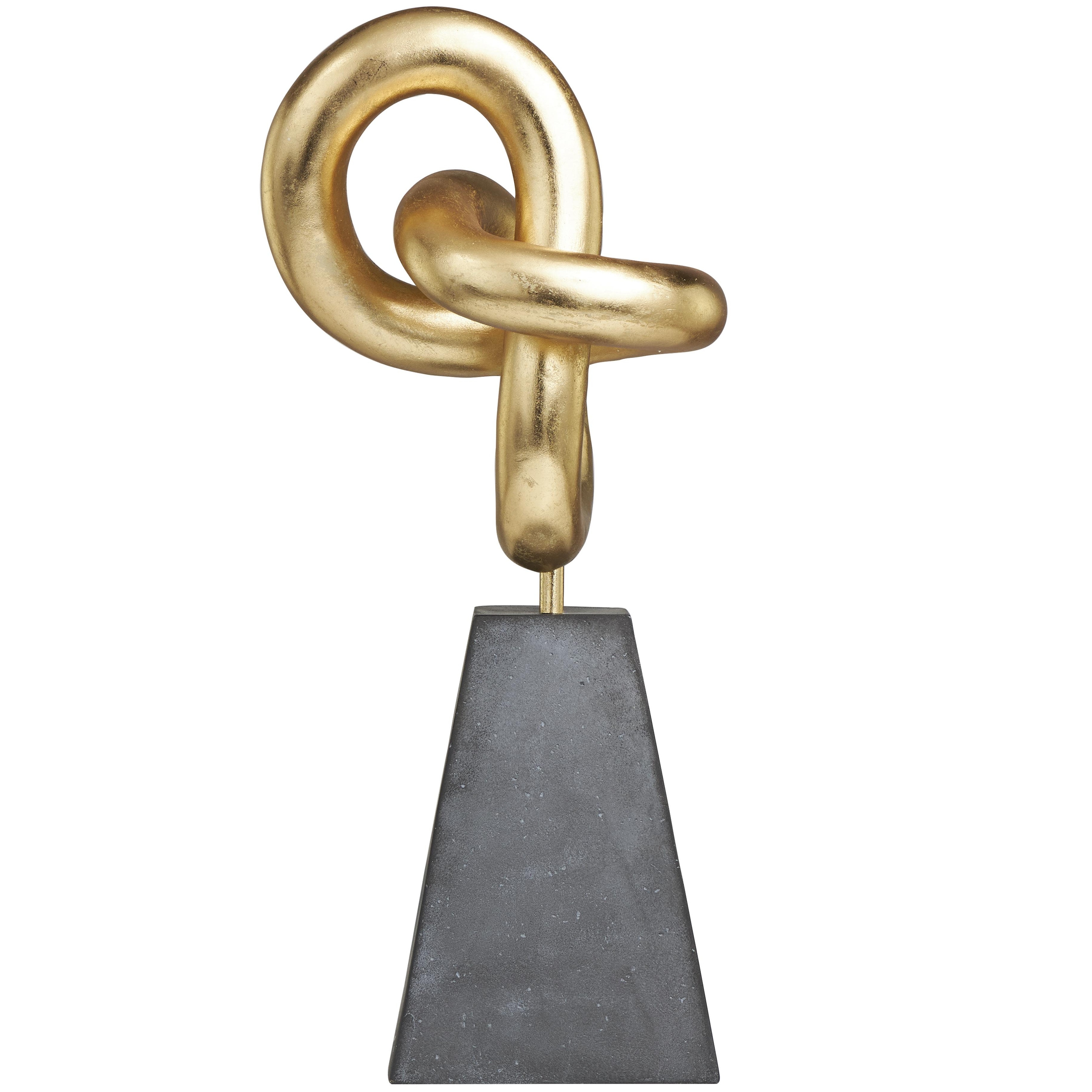 Polystone Abstract Sculpture with Gray Pyramid Base - Gold - Roche River Decor