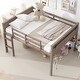 preview thumbnail 3 of 6, Natural Full Size Solid Pine Wood Loft Bed with Hanging Clothes Racks, Guardrail
