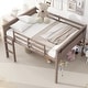 preview thumbnail 3 of 6, Natural Full Size Solid Pine Wood Loft Bed with Hanging Clothes Racks and Full-Length Guardrail