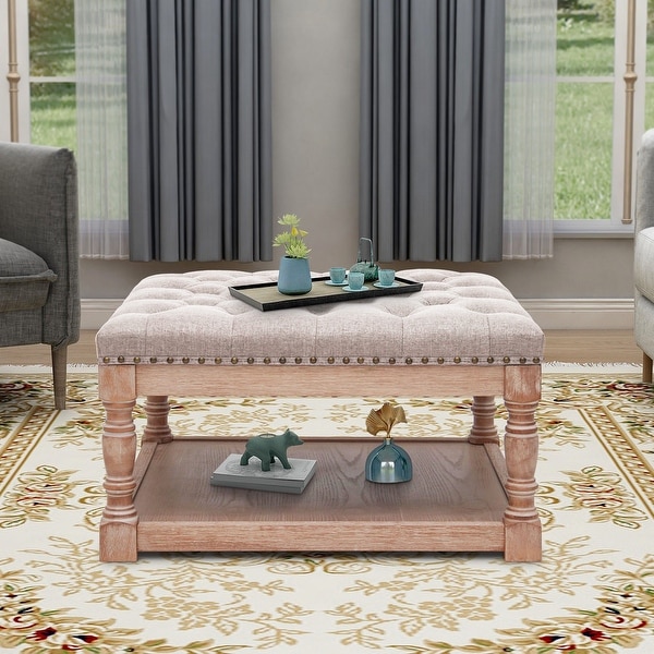 Maypex 30" Shelved Tufted Square Cocktail Ottoman. Opens flyout.