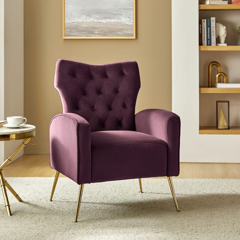 Abadiana Accent Tufted Chair with Metal Base by HULALA HOME