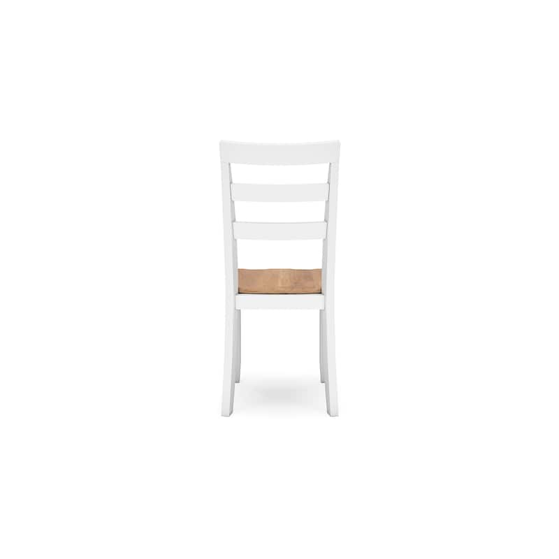Gasy Dining Chair Set of 2, 22 Inch White and Brown Mango Wood Veneer