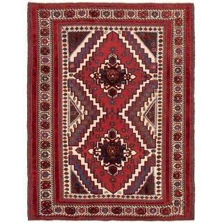 ECARPETGALLERY Hand-knotted Tajik Caucasian Dark Red Wool ...
