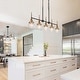 preview thumbnail 4 of 14, Beta Modern 5-Light Glass Chandelier Linear Black Gold Pendant Island Lights for Dining Room - 36.2'' L x 4.7'' W x 20.5'' H