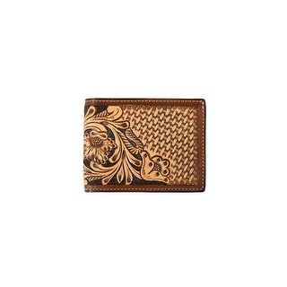 Men's Aztec-Inspired Beaded Basketweave Tooled Bifold Wallet