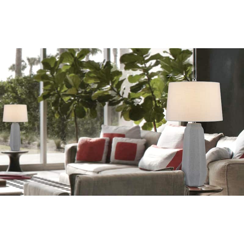 Drayton 30" Height Stone Grey Ceramic 2 Pack Table Lamps - One Size