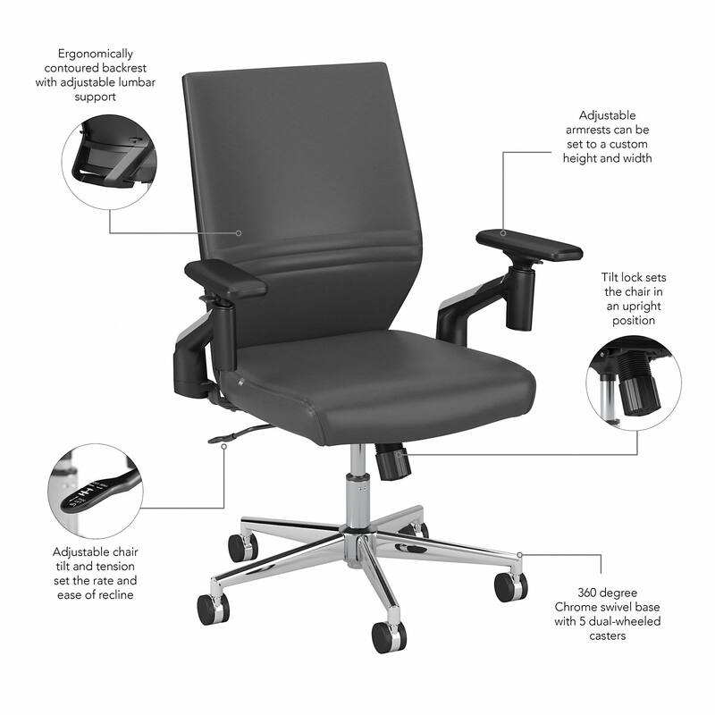 Laguna Mid Back Leather Office Chair by Bush Business Furniture