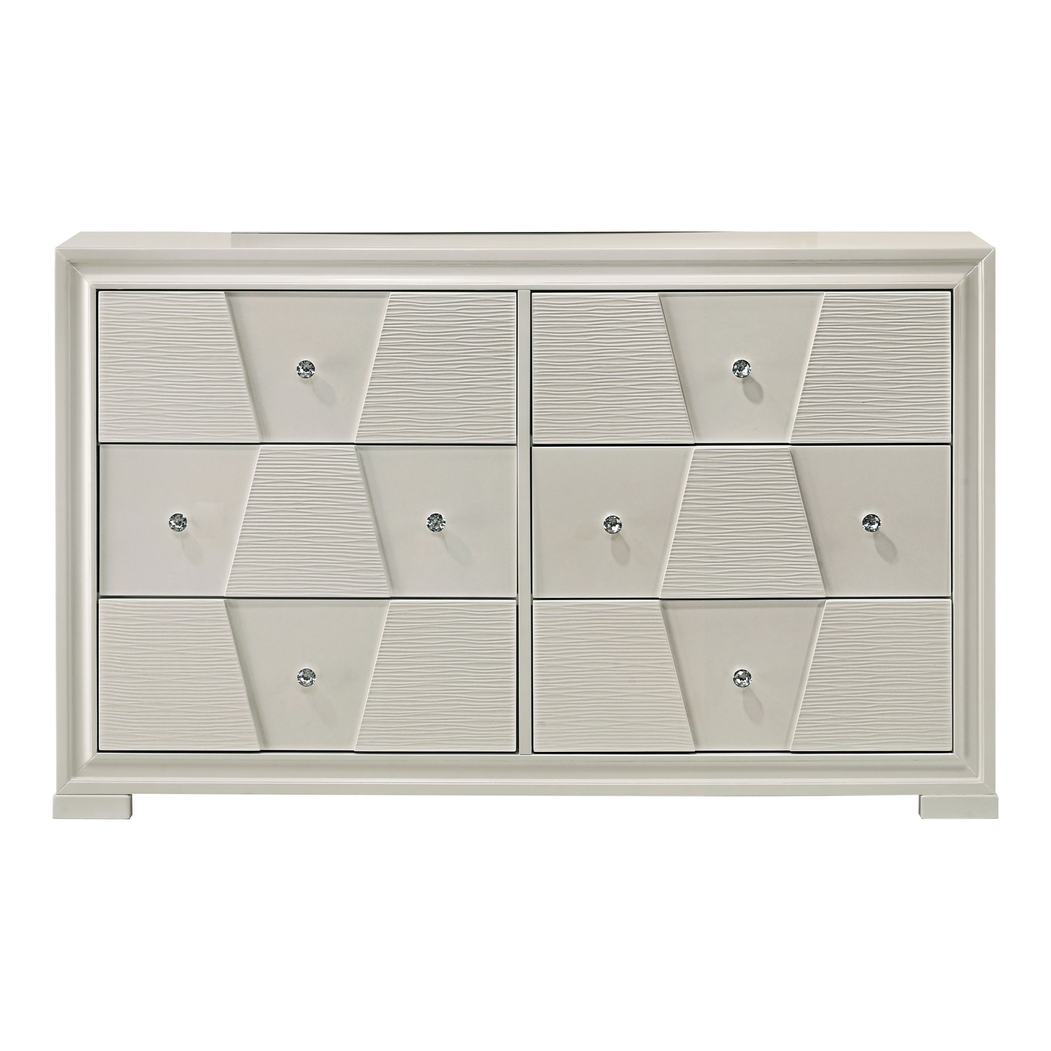 Furniture of America Watella Modern White Solid Wood 6-Drawer Dresser