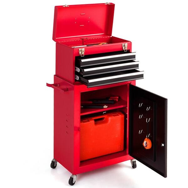 Shop Costway 2pc Mini Tool Chest Cabinet Storage Box Rolling