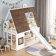 preview thumbnail 2 of 12, Farmhouse Design Twin Size Wooden Bunk Bed with Build-In Ladder,Roof and 2 Windows on House Bed,Safety Guaranteed