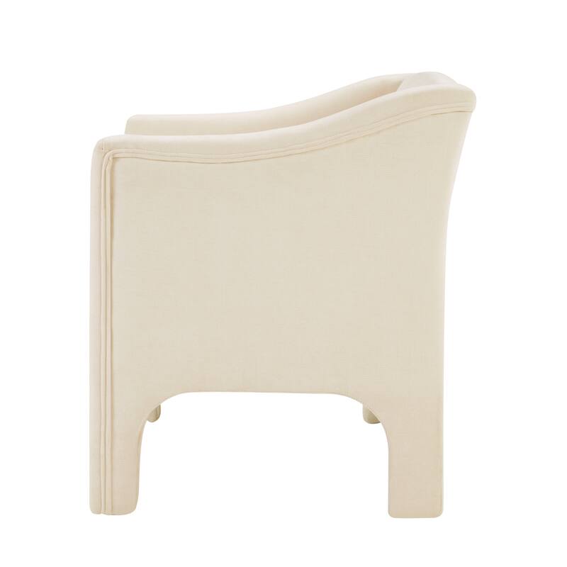 Roomfitters Modern Chenille Barrel Accent Chair with Enclosed Arms, Upholstered Armchair