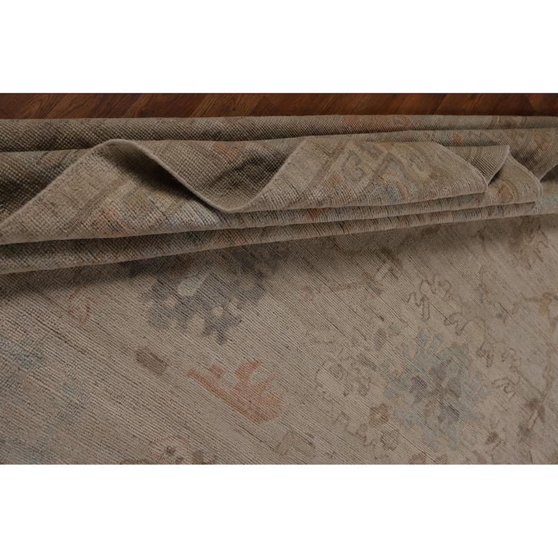 Oushak Turkish Large Rug Handmade Vegetable Dye Floral Wool Carpet - 10'3"x 13'9"
