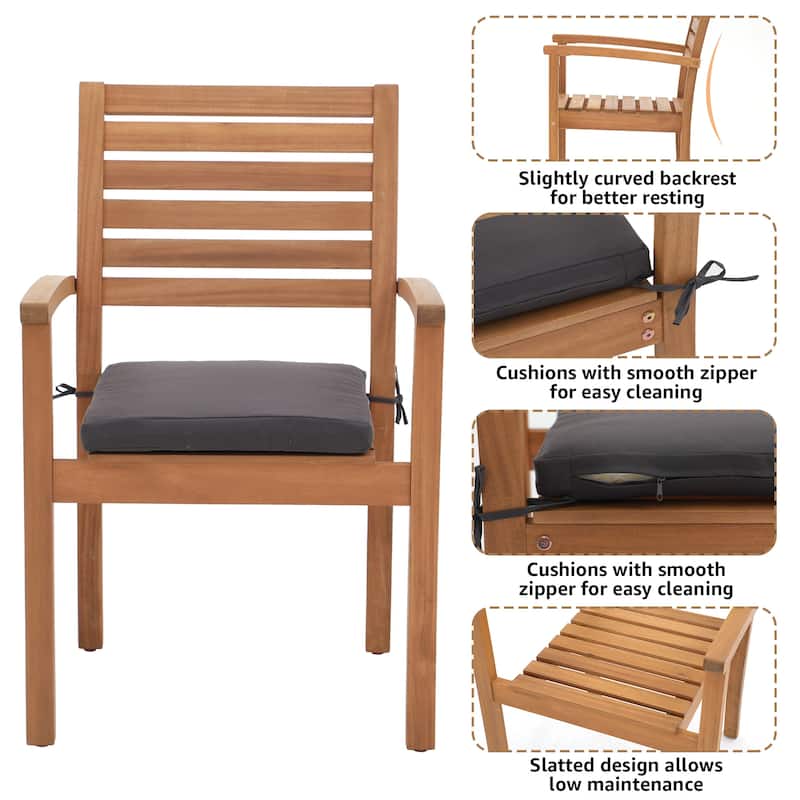 7 Pieces Outdoor ACACIA Wood Dining Set
