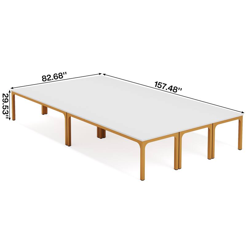 Modern Office 13FT Conference Table Set of 6, Large Rectangle Meeting Table, 78.74-Inch Long Business Seminar Table
