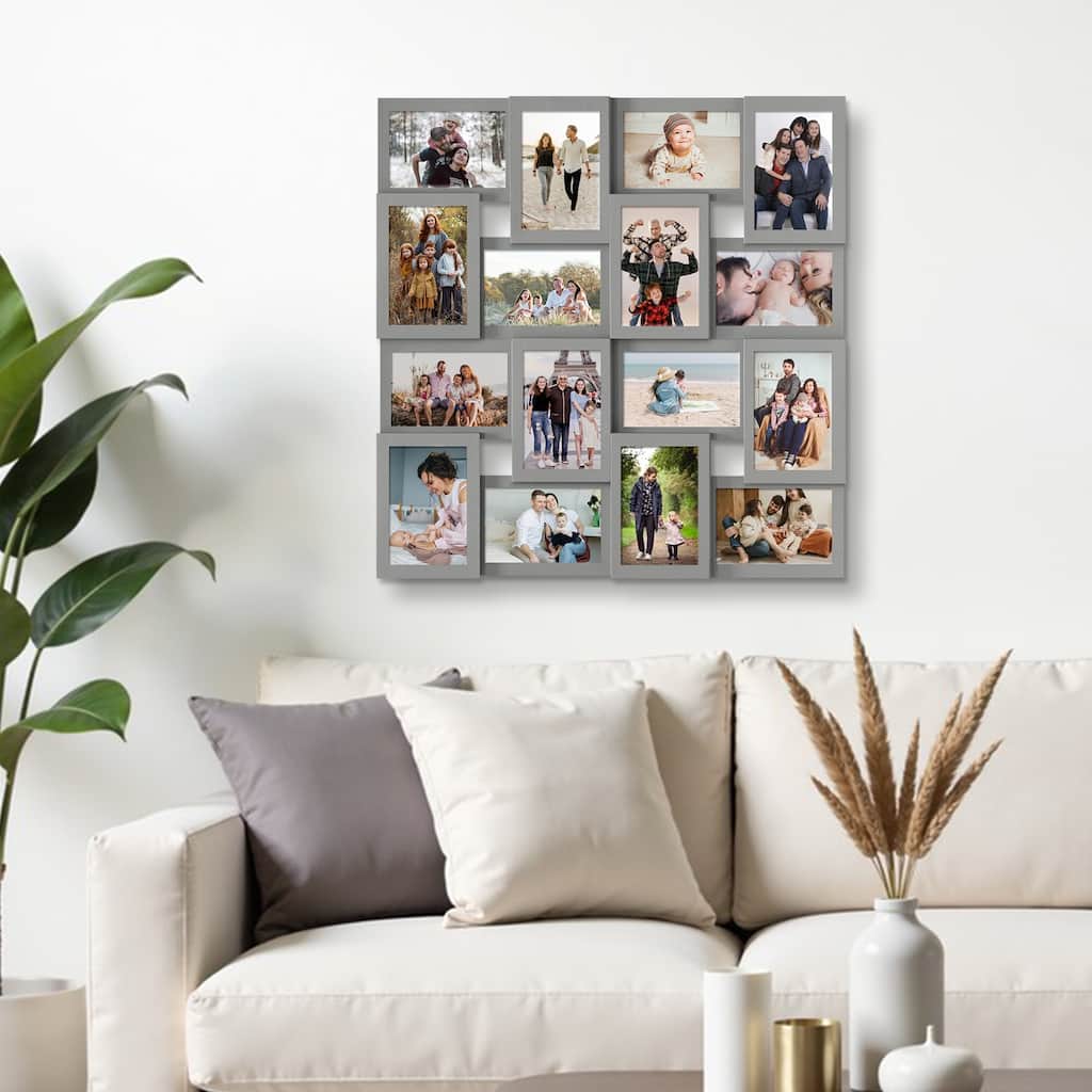 16 Opening Collage Picture Frames Large Photo Frame Collage Wall Hanging for 4x6 Photo