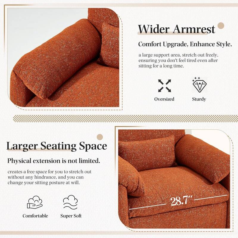 AECOJOY Oversized Armchair, Mid Century Accent Chair, Comfy Upholstered Single Sofa, Extra Wide Reading Chairs for Living Room