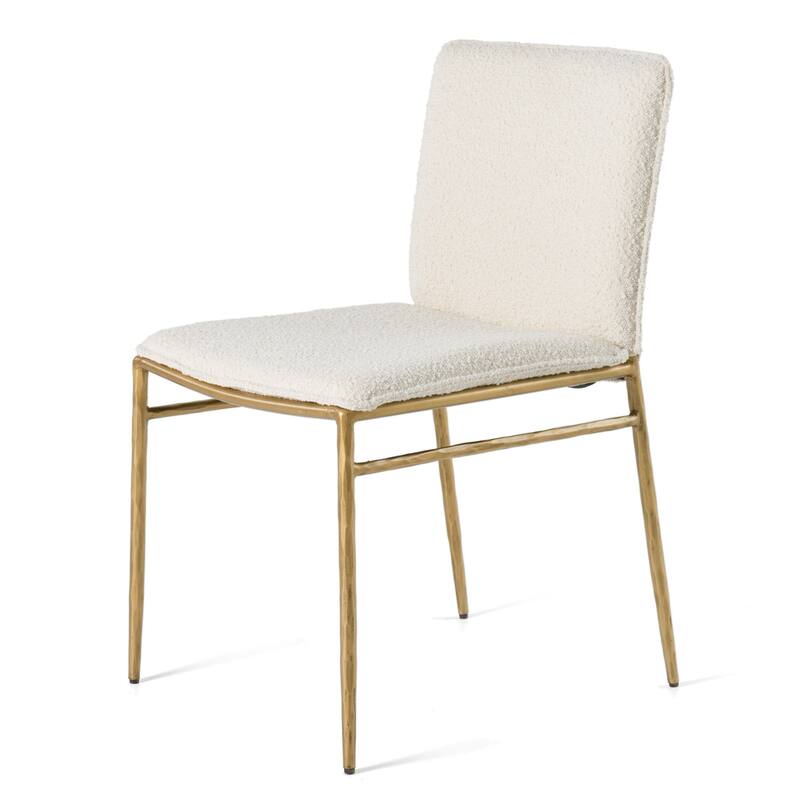 Modrest Atlanta Modern Off-White Fabric & Brass Dining Chair
