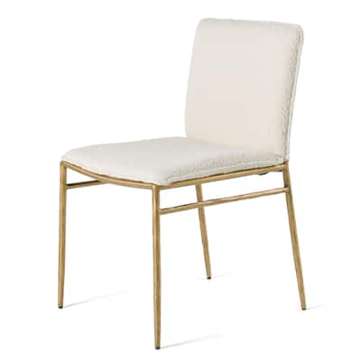 Modrest Atlanta Modern Off-White Fabric & Brass Dining Chair