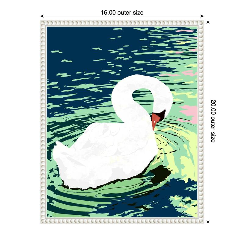Swan Birds Painting by Uma Gokhale Framed Canvas Wall Art - 16 x 20 in