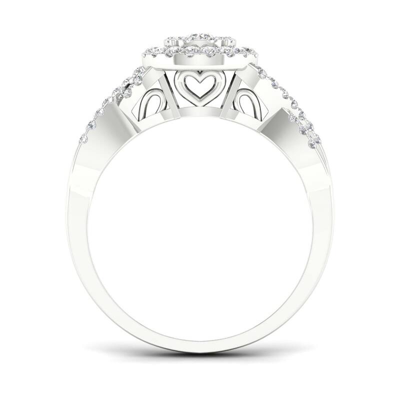 De Couer 10k Gold 3/8Ct TDW Diamond Halo Twist Shank Bridal Ring Set