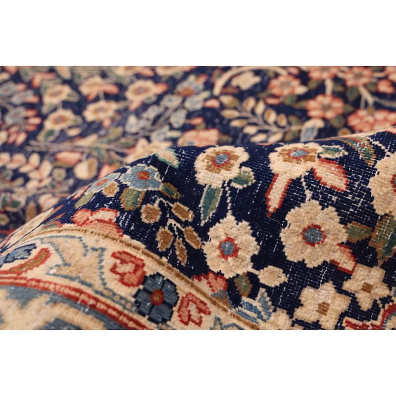 ECARPETGALLERY Hand-knotted Antalya Vintage Dark Navy Wool Rug - 10'1 x 13'0