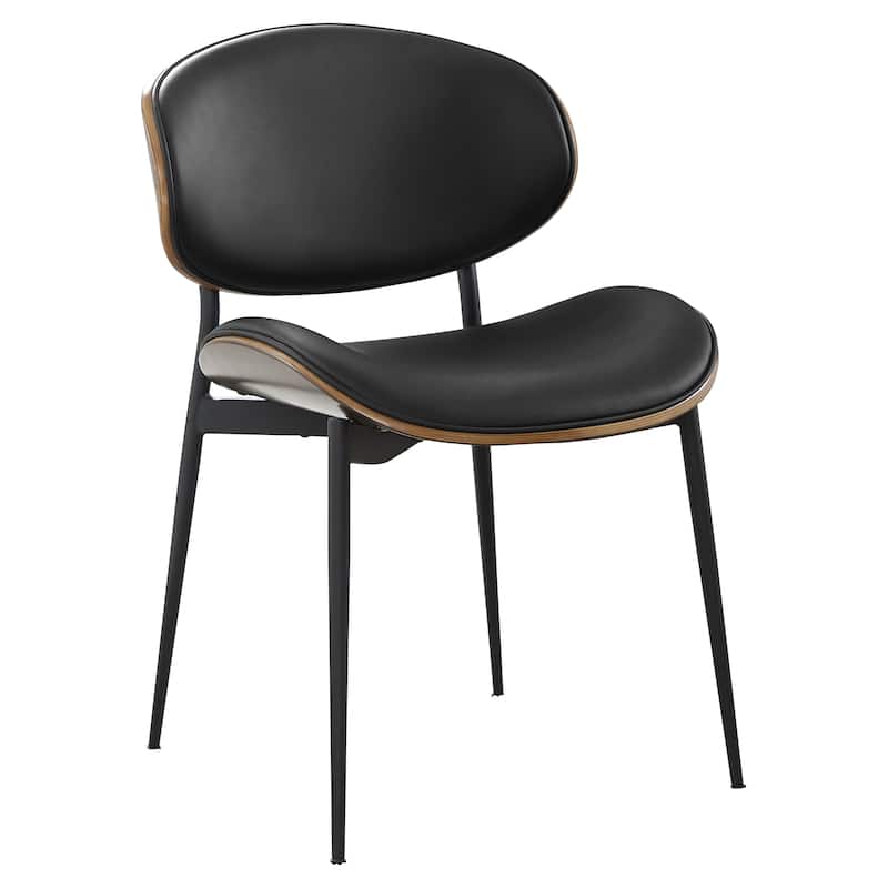 Mid-Century Faux Leather Upholstered Wood Accent Desk Chair