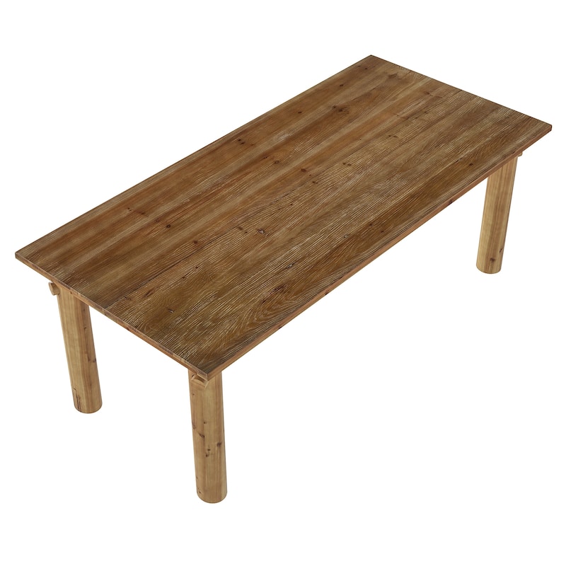 Solid Wood Dining Table for 6, 63 Inch Real Wood Kitchen Table