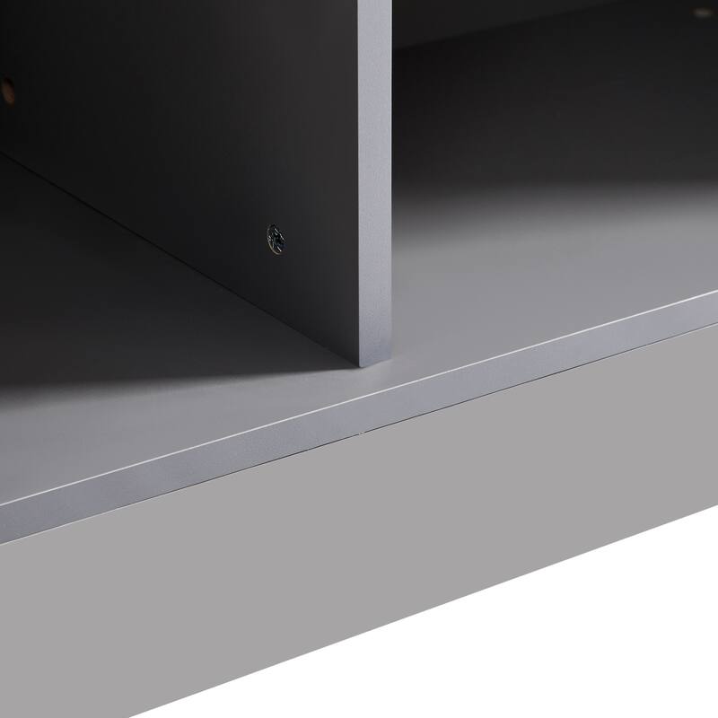 Display Storage Cabinet, Freestanding Display Cabinet with Tempered Glass Doors & LED Lighting