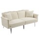 preview thumbnail 14 of 115, Velvet Loveseat Sofa Bed with 2 Pillows, Mid Century 2-Seat Couches Convertible Sofa Bed for Living Room, Bedroom,Office