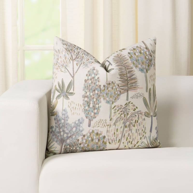 Banyan Ecru Botanical Print Throw Pillow - 16 x 16