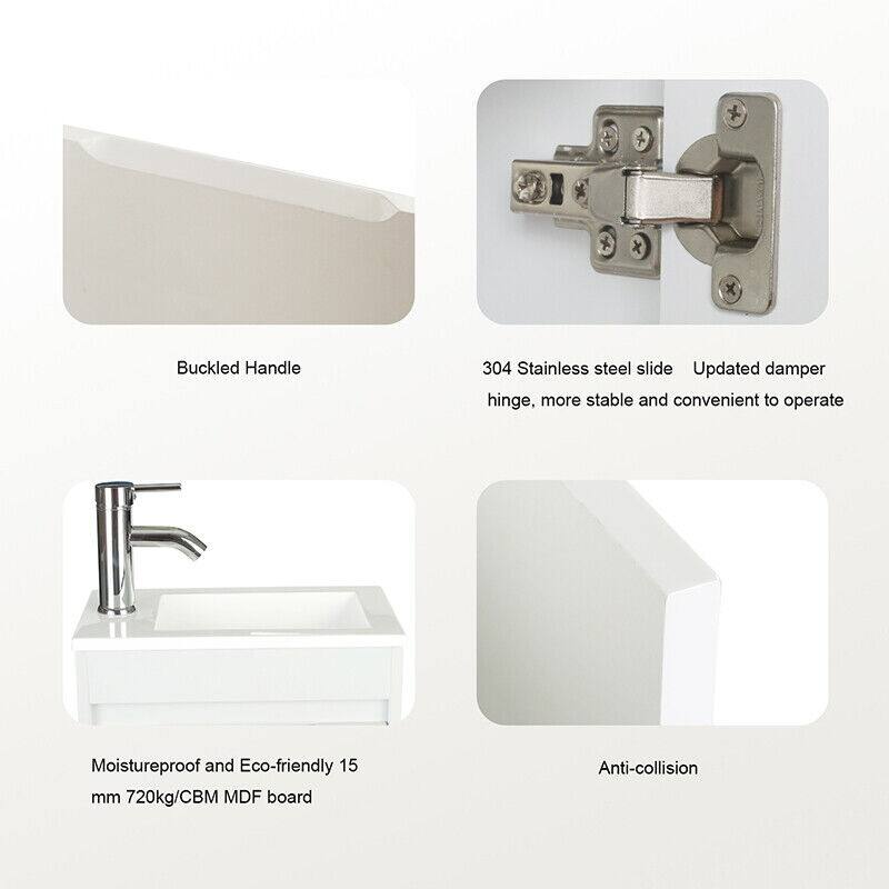 Eclife 16" Bathroom Vanity Resin Sink Set Chrome Faucet & Pop Up U Shape Drain Small Combo