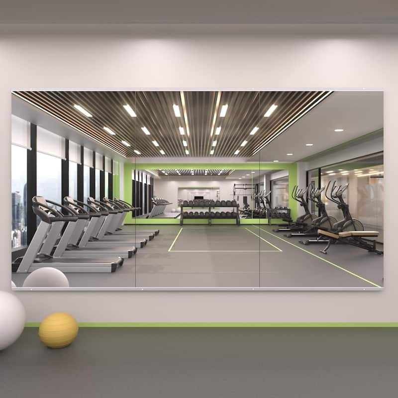 Full Length Tempered Glass Mirror - Rectangular Wall Mirror for Yoga, Gym & Dance Studio(Set of 2/3) - 48" x 28"-3PCS