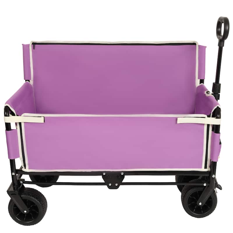 3-In-1 Convertible Folding Wagon Cart With Bench Seat & Storage-500lbs Heavy-Duty Utility Wagon,180l Capacity All-Terrain Wheels