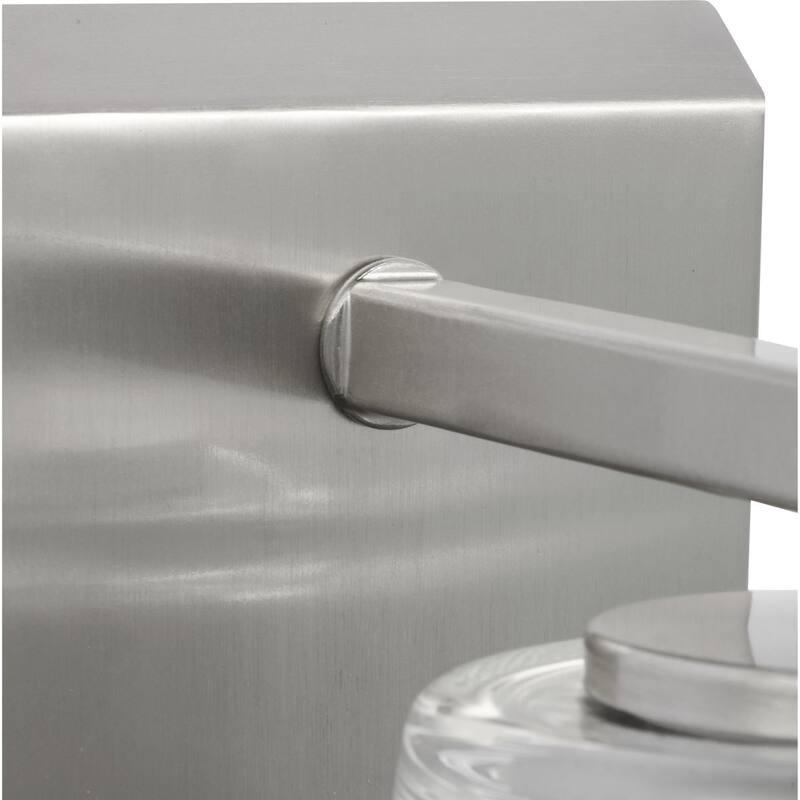 Vertex Collection One-Light Brushed Nickel Clear Glass Contemporary Bath Light - 4.75 in x 6.25 in x 7.5 in