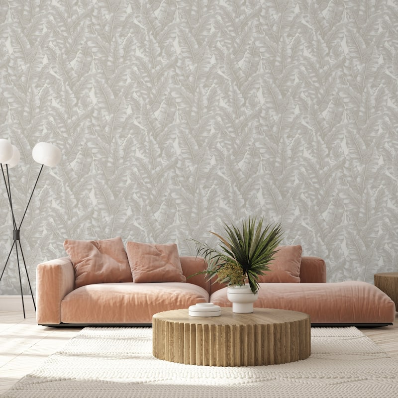 Botanical Exotic Plants Luxury Leaf Pattern Tropical Wallpaper - Cream