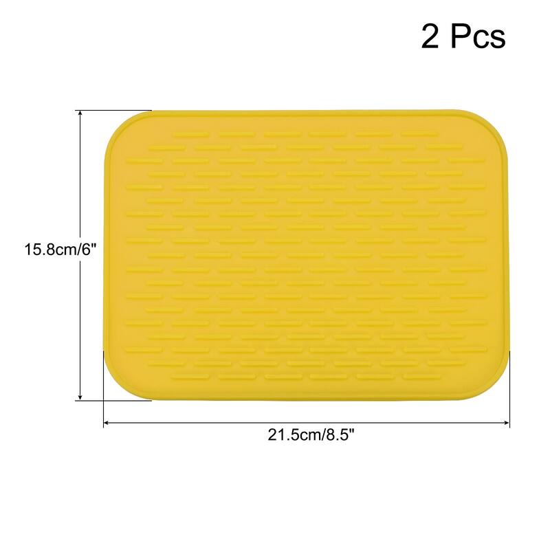 Dish Drying Mat Set, Under Sink Drain Pad Heat Resistant for Kitchen - 8.5 x 6 x 0.24 inch - Yellow